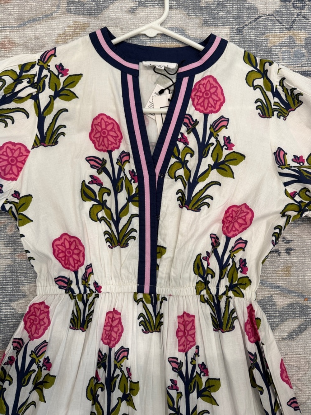 💙 NWT 💙 THML • White Floral Puff Sleeve Maxi Dress with Contrast Collar • Small - Picture 5 of 16